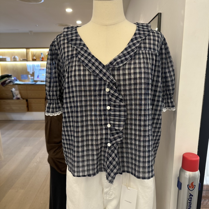 ROUNDER韓國直郵女士新款26夏季職業26春夏人氣襯衫蕾絲衫LROUNDER襯衫/蕾絲衫圖色2