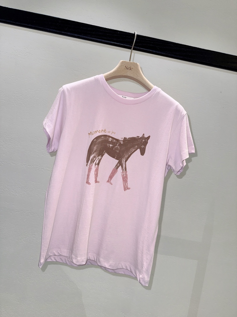 NDE東大門實拍韓國女裝新品職業熱賣時尚26春夏26夏季T恤BOHEME_NDET恤圖色2