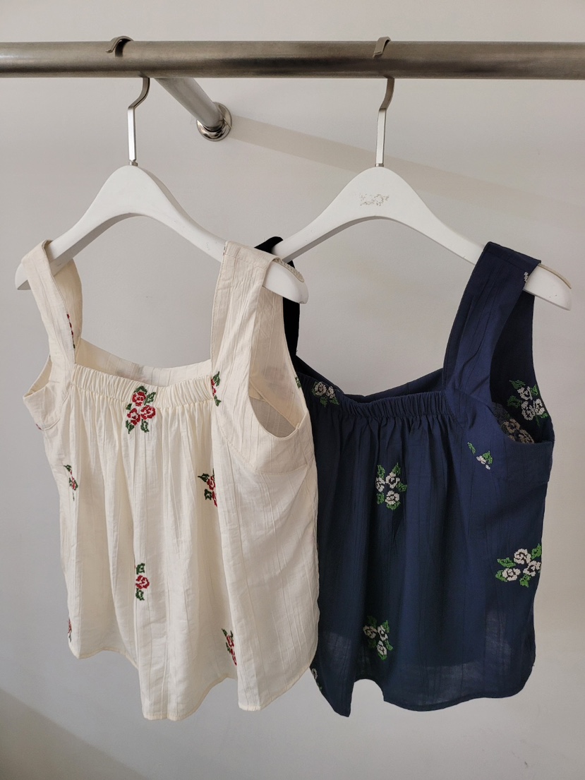 THE OTHER韓國直郵女裝新款26春夏職業吊帶背心刺繡無袖THE OTHER吊帶/背心