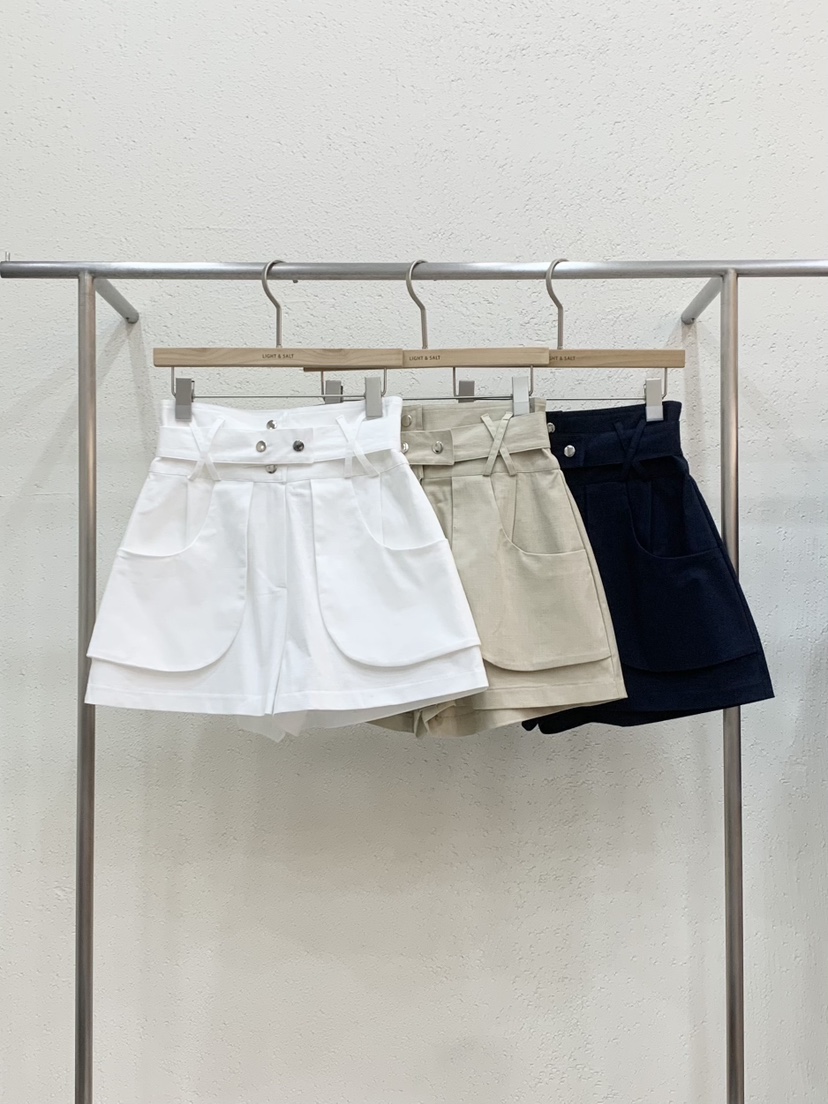 LIGHT AND SALT韓國東大門直郵女士新品26夏季短褲口袋亞麻LIGHT AND SALT短褲