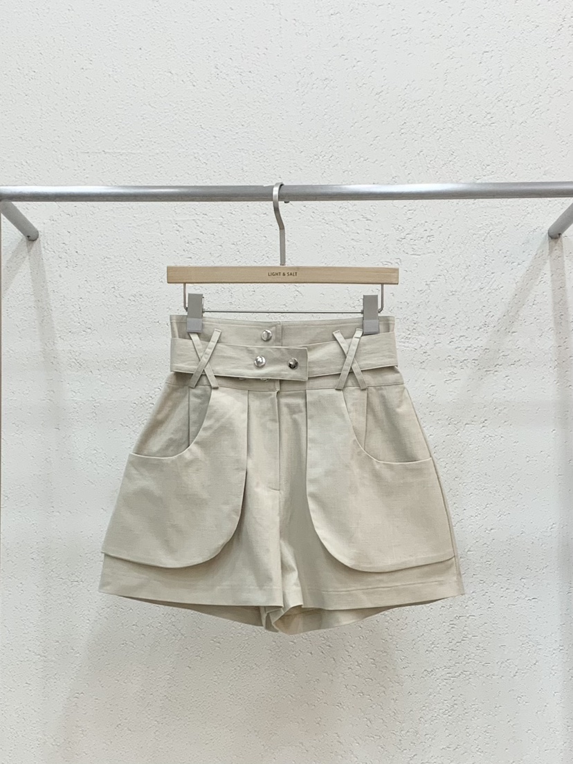LIGHT AND SALT韓國東大門直郵女士新品26夏季短褲口袋亞麻LIGHT AND SALT短褲圖色2