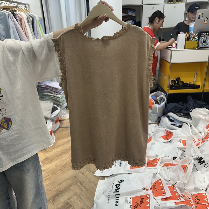 DE LINE韓國直郵女裝新款時尚職業推薦吊帶背心不含無袖DE LINE吊帶/背心