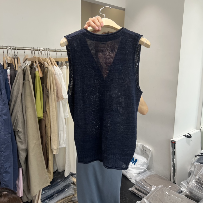 TAFFETA/MURET韓國直郵女裝新品休閑熱賣人氣26夏季馬甲亞麻TAFFETA/MURET馬甲