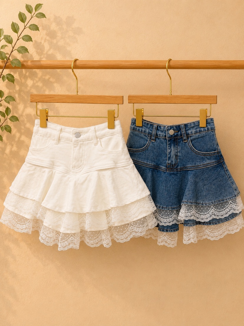 NYLON韓國直郵女裝新品26春夏休閑職業人氣26夏季短裙蕾絲NYLON短裙