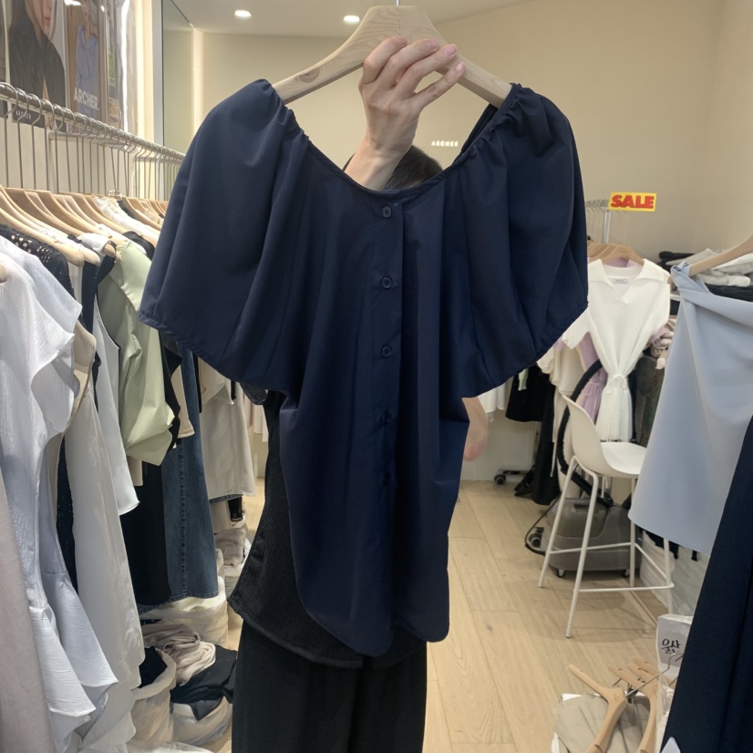 ARCHER韓國東大門直郵女裝新品26春夏襯衫蕾絲衫泡泡袖雙面ARCHER襯衫/蕾絲衫
