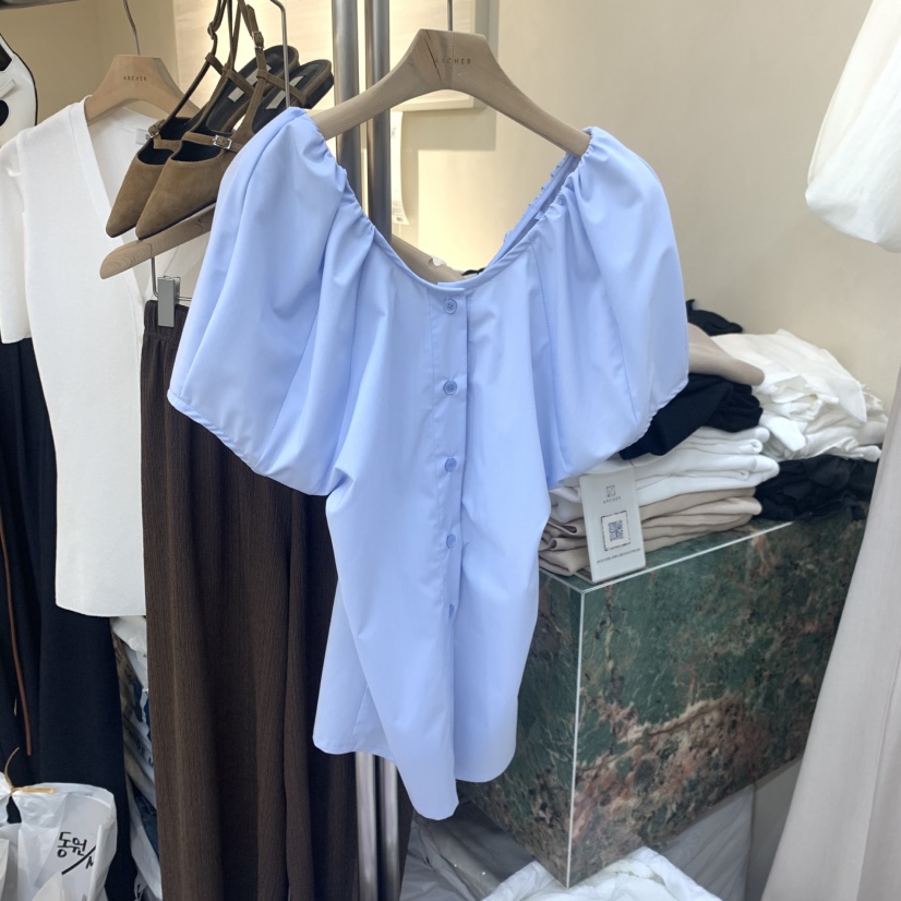 ARCHER韓國東大門直郵女裝新品26春夏襯衫蕾絲衫泡泡袖雙面ARCHER襯衫/蕾絲衫圖色3