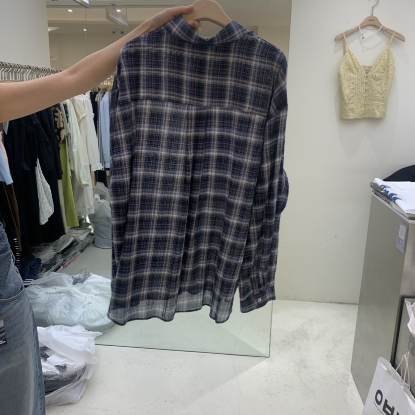 FLAUNT韓國代購女士新品26夏季推薦職業休閑襯衫蕾絲衫格紋FLAUNT襯衫/蕾絲衫