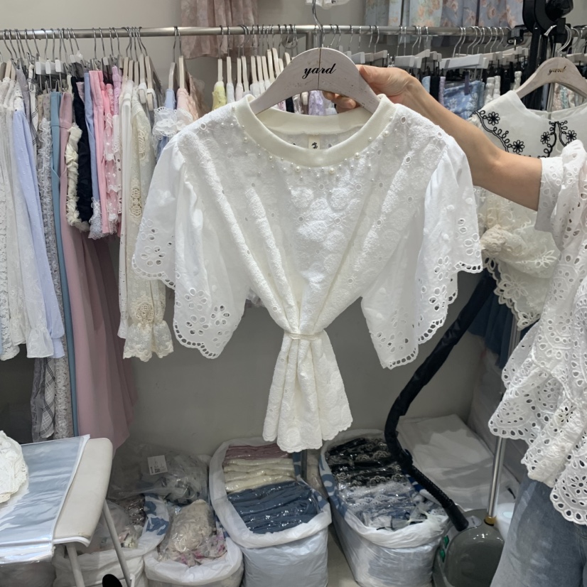 YARD韓國直郵女士新品推薦26春夏職業休閑襯衫蕾絲衫刺繡YARD襯衫/蕾絲衫圖色1