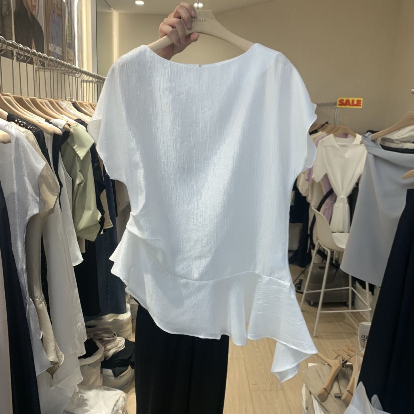 ARCHER韓國東大門直郵女士新品推薦襯衫蕾絲衫不對稱荷葉邊ARCHER襯衫/蕾絲衫圖色1
