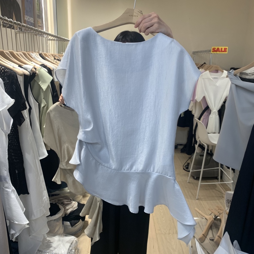 ARCHER韓國東大門直郵女士新品推薦襯衫蕾絲衫不對稱荷葉邊ARCHER襯衫/蕾絲衫圖色3