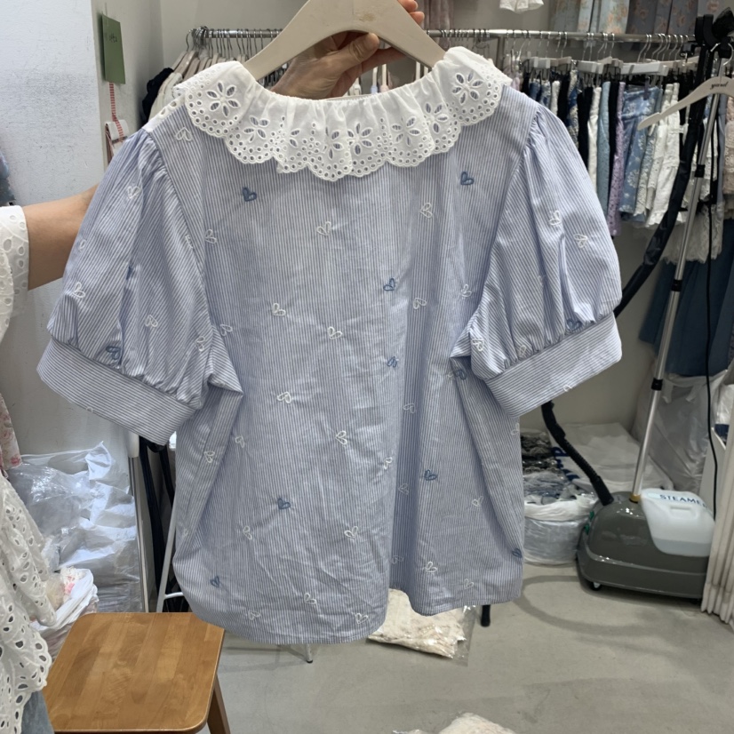 YARD東大門實拍韓國女士新品人氣休閑26夏季襯衫蕾絲衫刺繡YARD襯衫/蕾絲衫