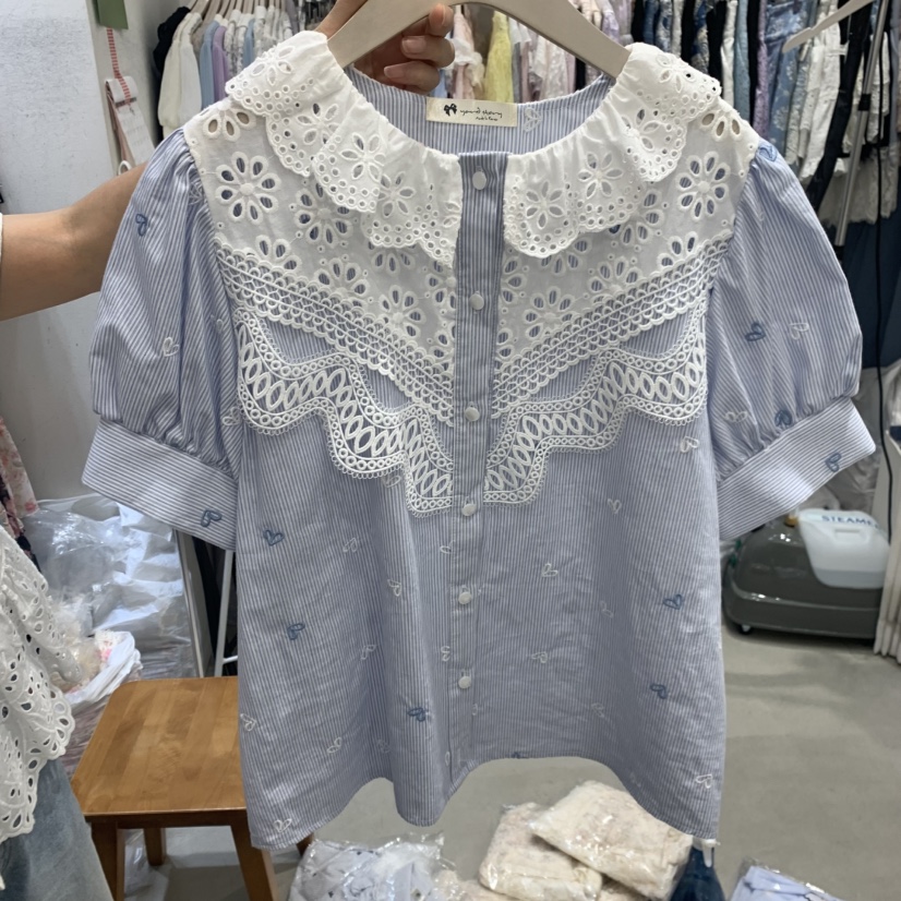 YARD東大門實拍韓國女士新品人氣休閑26夏季襯衫蕾絲衫刺繡YARD襯衫/蕾絲衫圖色1