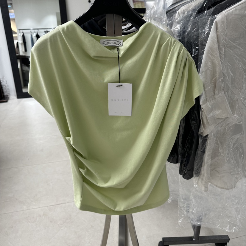 BETHEL韓國代購女裝新品職業推薦休閑襯衫蕾絲衫不對稱褶皺BETHEL襯衫/蕾絲衫圖色2
