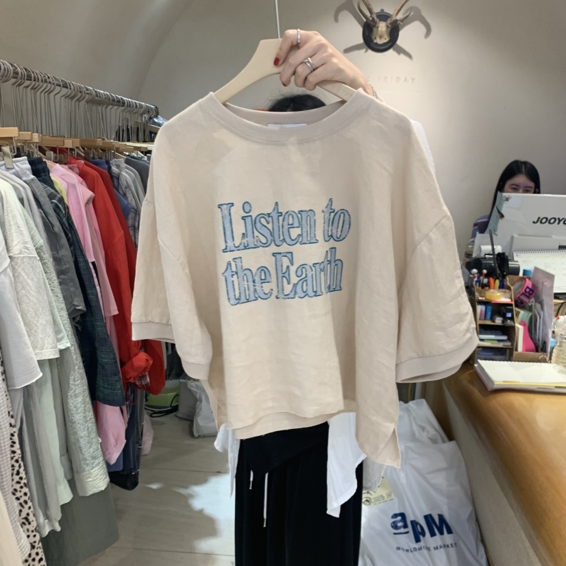BLACKFRIDAY韓國直郵女裝新款26春夏休閑人氣職業T恤亞麻MBLACK FRIDAYT恤圖色4