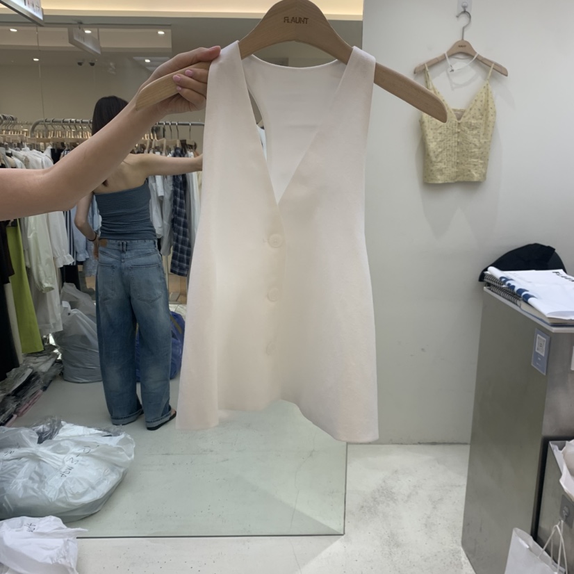 FLAUNT韓國直郵女士新品人氣職業26春夏吊帶背心喇叭褲亞麻FLAUNT吊帶/背心圖色1