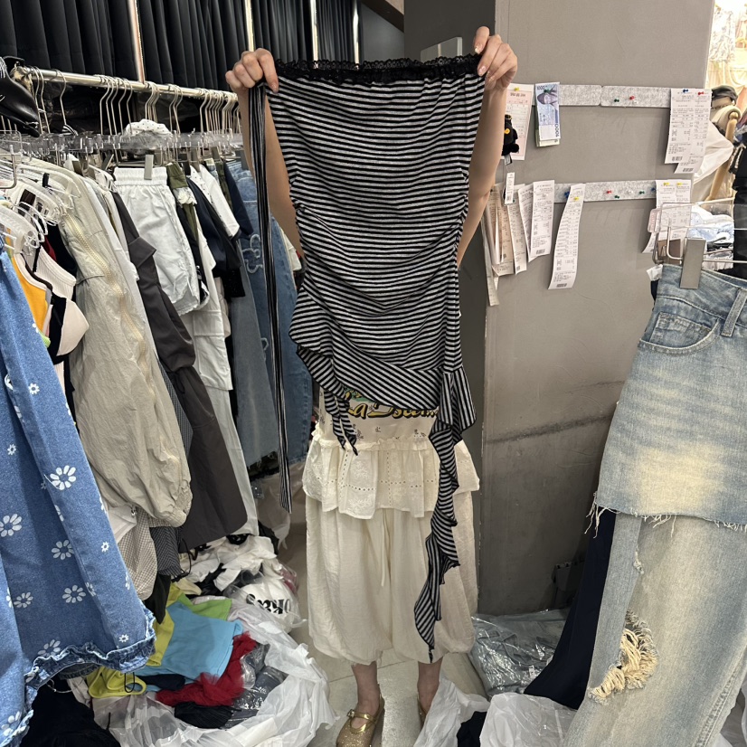 MOMAZU韓國直郵女士新品休閑熱賣26春夏吊帶背心荷葉邊短款MOMAZU吊帶/背心