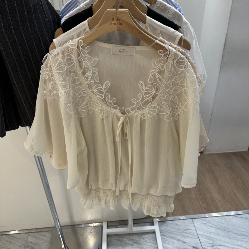 ABLESTUDIO韓國直郵女裝新品26春夏休閑推薦時尚襯衫蕾絲衫ABLESTUDIO襯衫/蕾絲衫圖色1