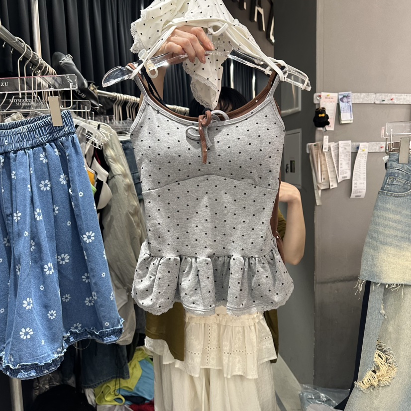MOMAZU東大門實拍韓國女裝新品時尚職業吊帶背心荷葉邊無袖MOMAZU吊帶/背心圖色2