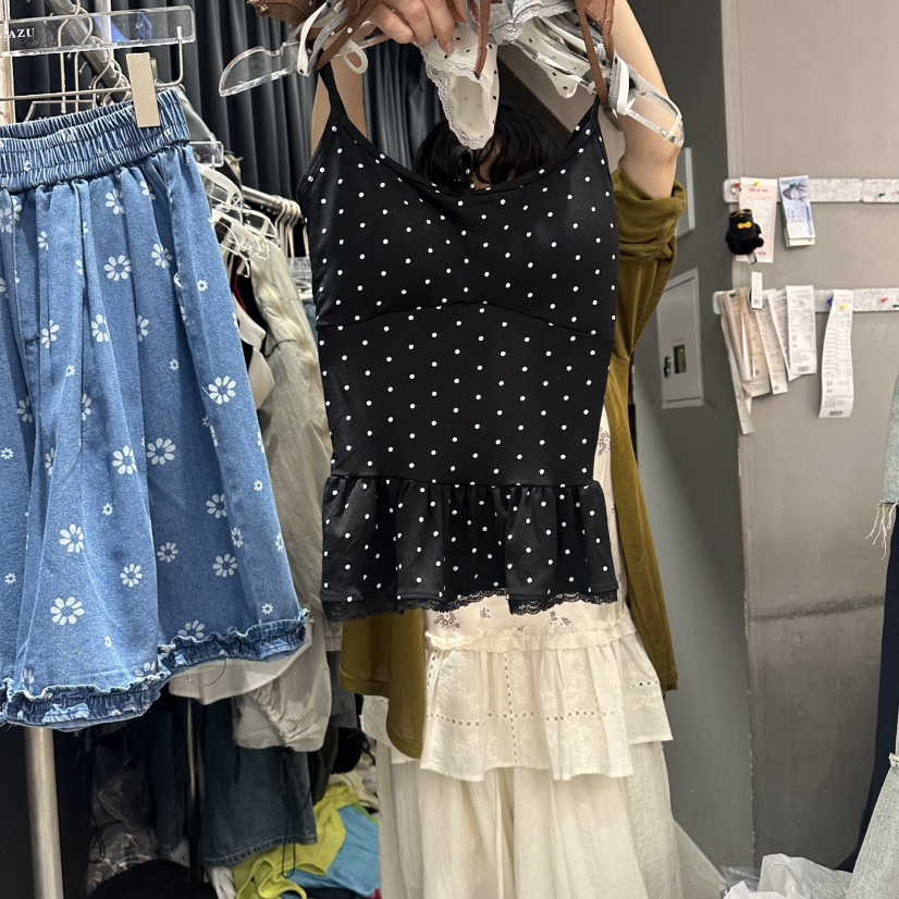 MOMAZU東大門實拍韓國女裝新品時尚職業吊帶背心荷葉邊無袖MOMAZU吊帶/背心圖色4