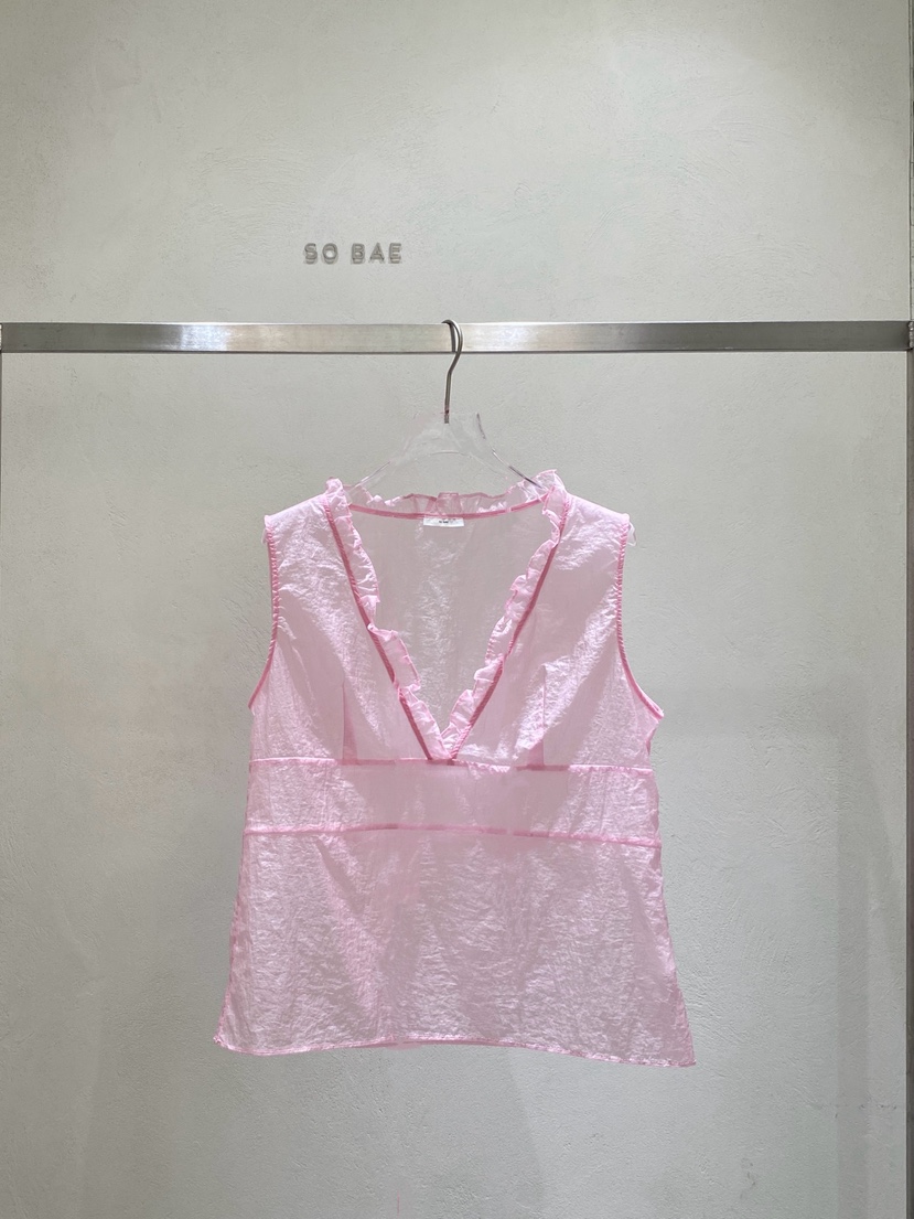 SO BAE韓國直郵女士新品26夏季人氣職業吊帶背心荷葉邊無袖SO BAE吊帶/背心圖色1