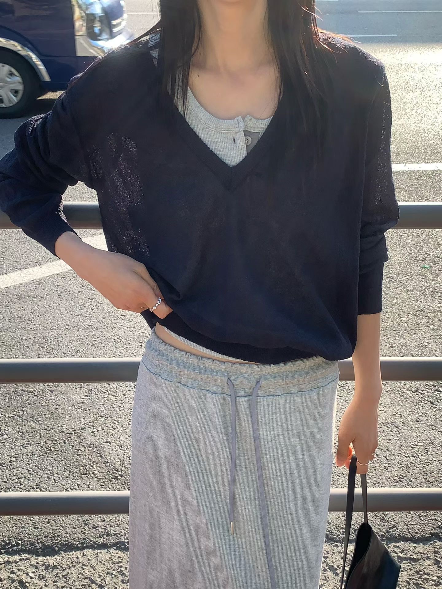 FLAT WHITE東大門實拍韓國女裝新品休閑26春夏針織衫不含內搭FLAT WHITE/SORBET針織衫圖色1