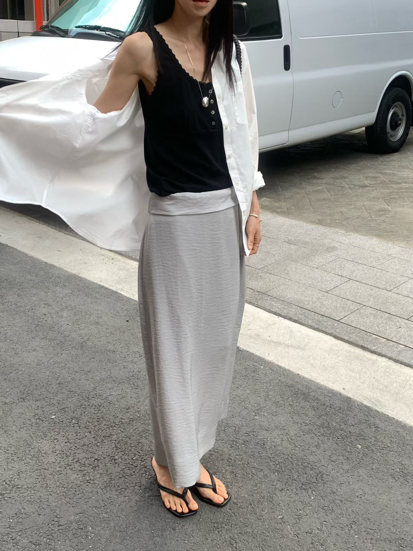 FLAT WHITE韓國直郵女裝新品26春夏26夏季推薦職業長裙SFLAT WHITE/SORBET長裙
