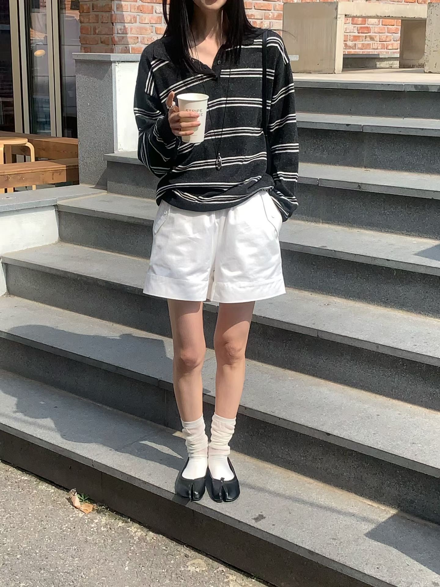 FLAT WHITE韓國直郵女士新品熱賣26春夏時尚人氣推薦短褲MSFLAT WHITE/SORBET短褲