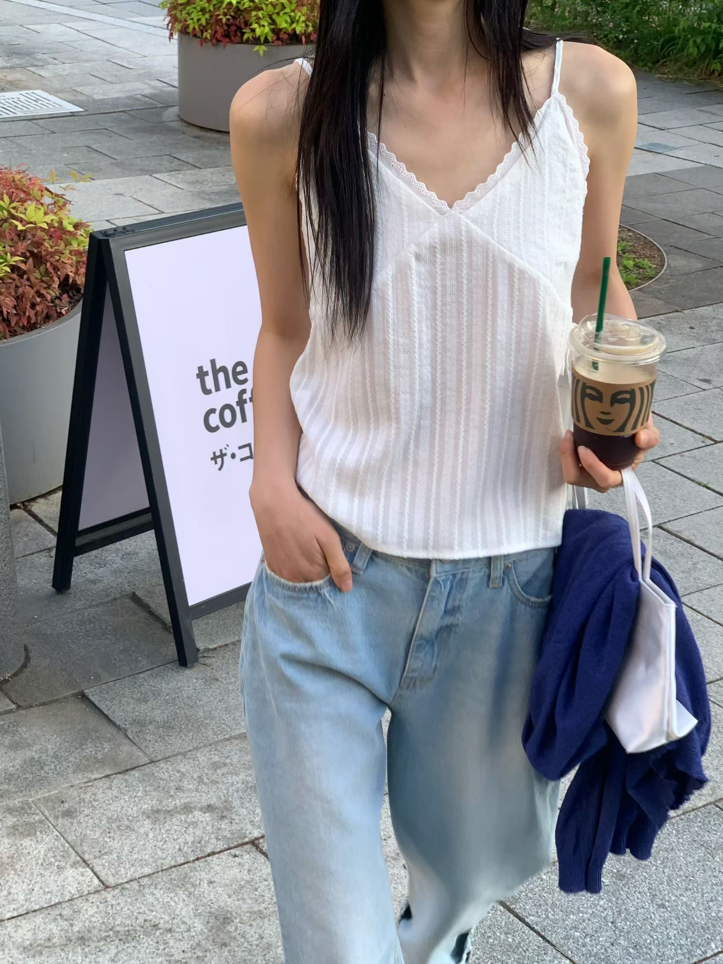 FLAT WHITE韓國直郵女士新款推薦職業26夏季時尚吊帶背心MFLAT WHITE/SORBET吊帶/背心