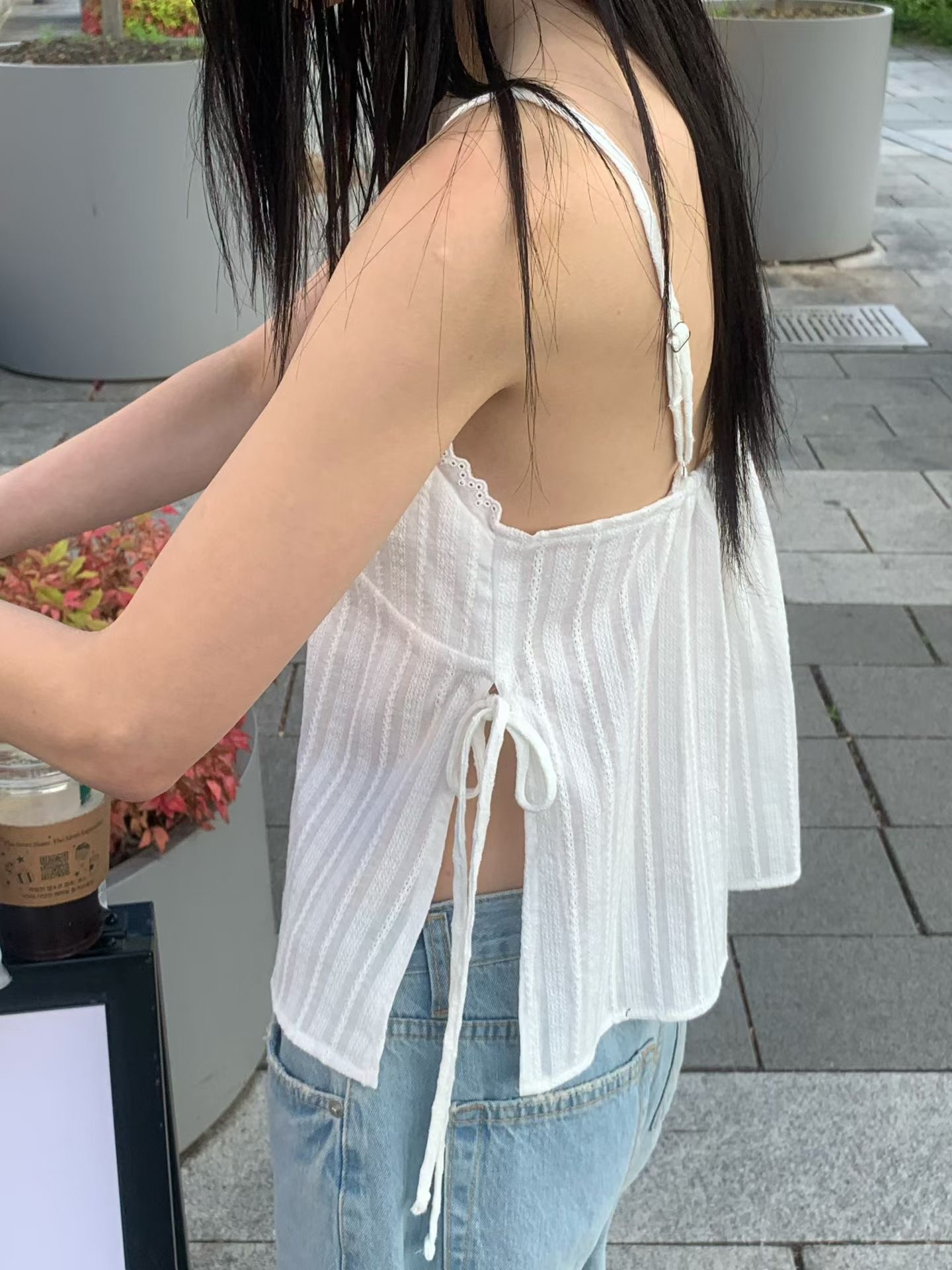 FLAT WHITE韓國直郵女士新款推薦職業26夏季時尚吊帶背心MFLAT WHITE/SORBET吊帶/背心
