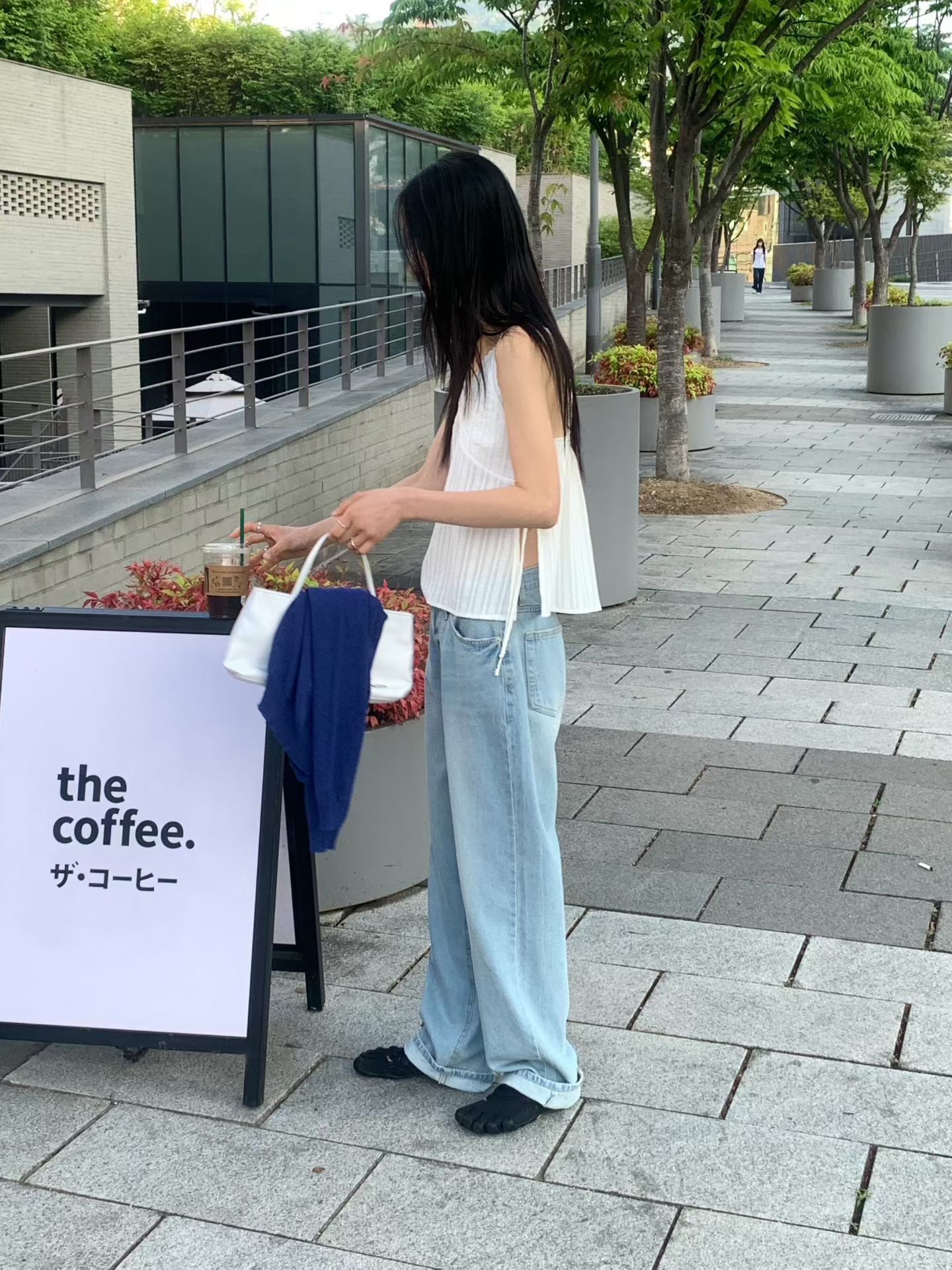FLAT WHITE韓國東大門代購女裝新品職業休閑26春夏牛仔褲MFLAT WHITE/SORBET牛仔褲