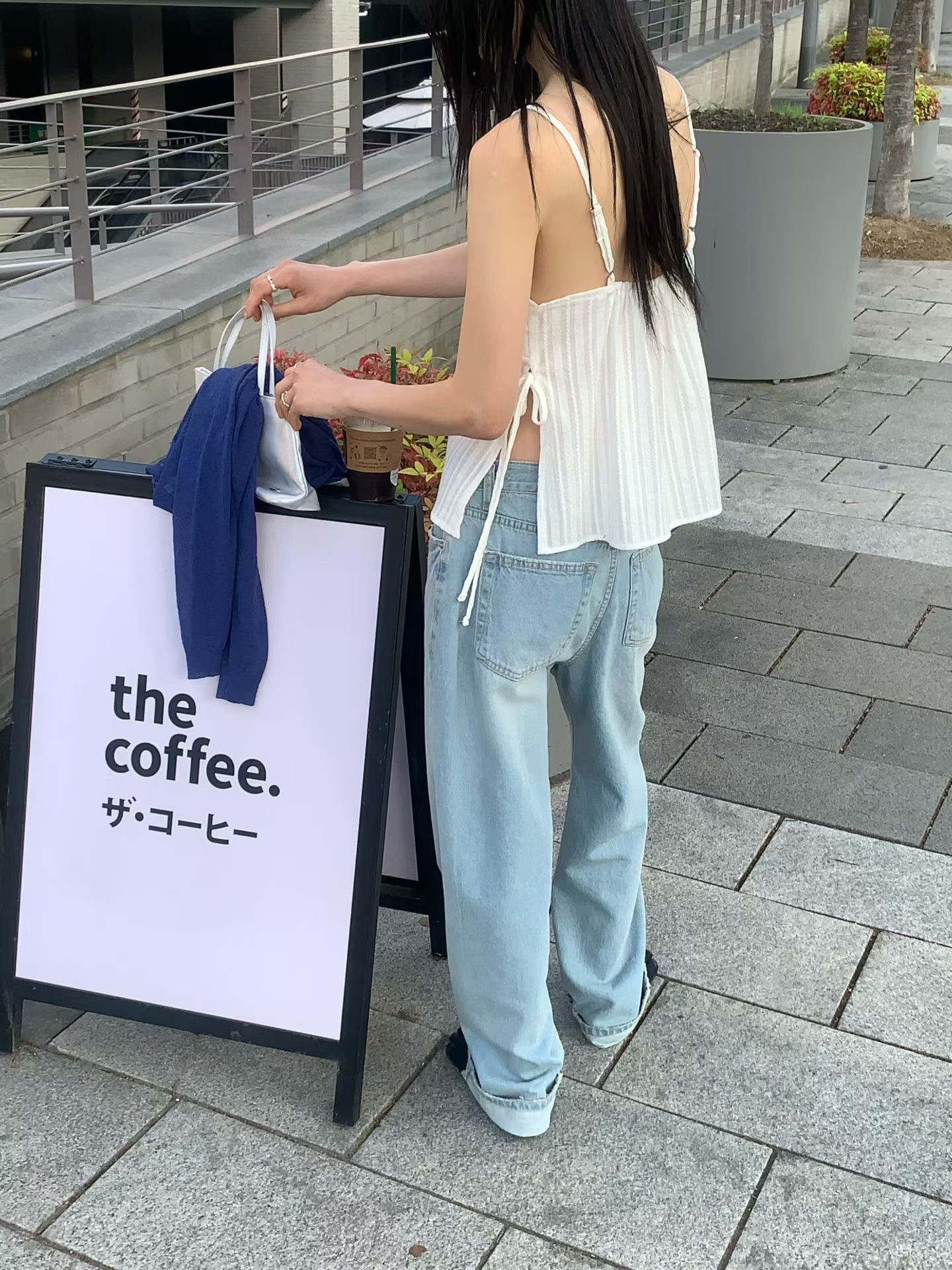 FLAT WHITE韓國東大門代購女裝新品職業休閑26春夏牛仔褲MFLAT WHITE/SORBET牛仔褲