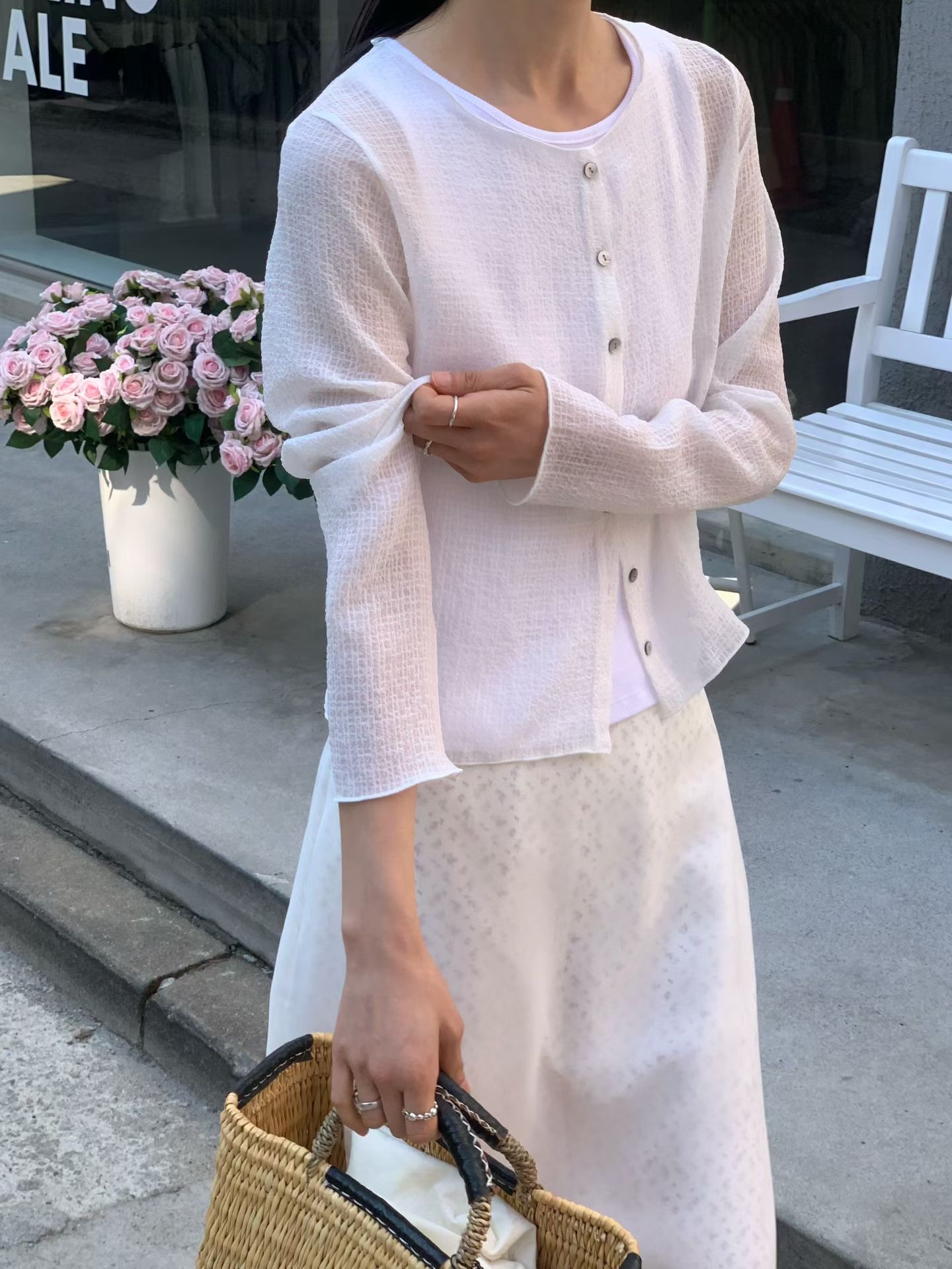 FLAT WHITE韓國東大門直郵女裝新品職業長袖T恤不含內搭LFLAT WHITE/SORBET長袖T恤