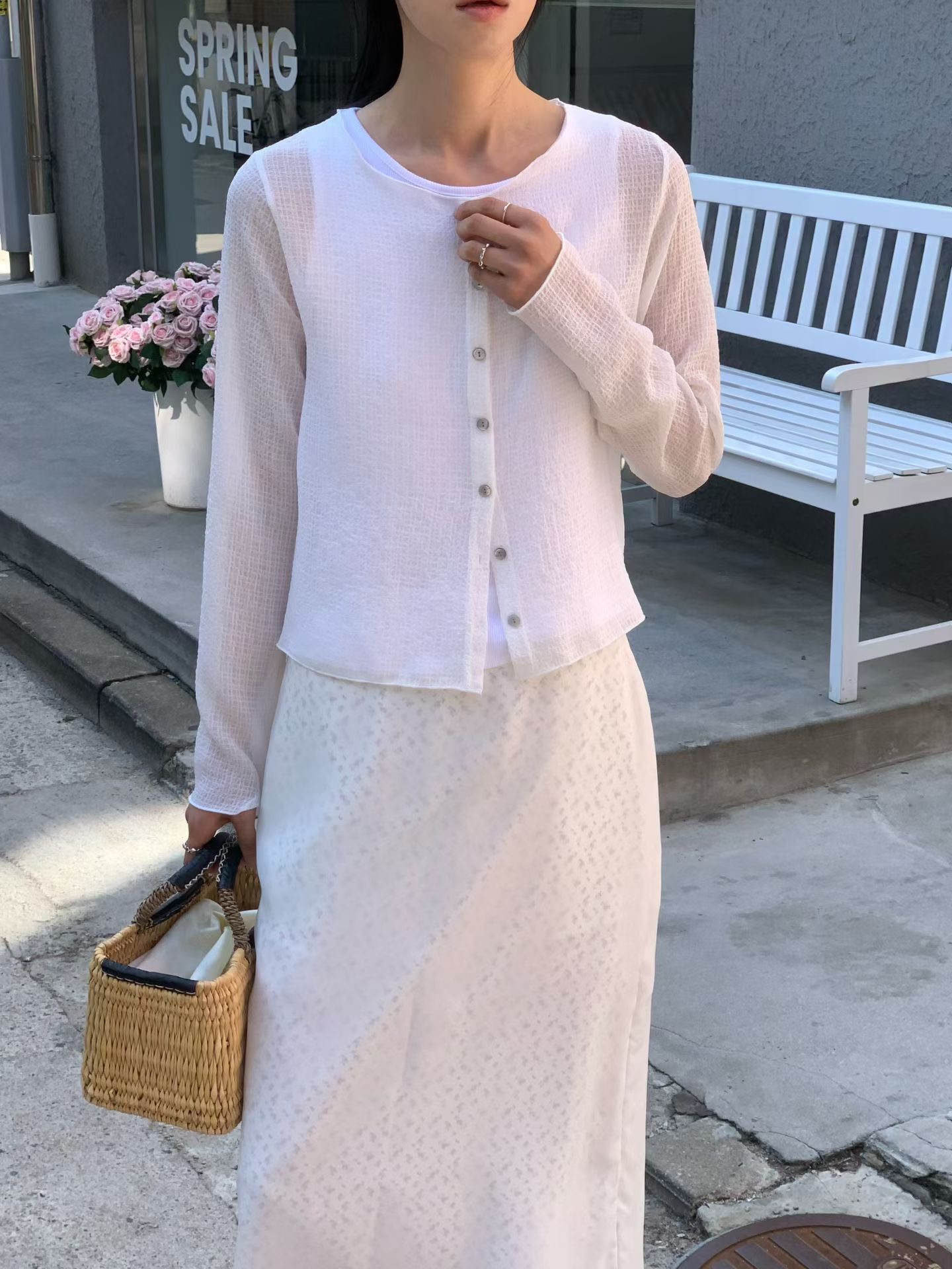 FLAT WHITE韓國東大門直郵女裝新品職業長袖T恤不含內搭LFLAT WHITE/SORBET長袖T恤圖色2