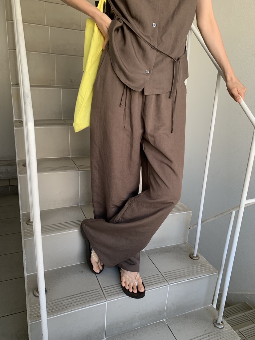 VAARA韓國東大門代購女裝新款時尚熱賣26夏季休閑褲亞麻布VAARA休閑褲