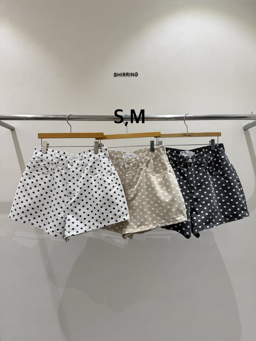 SHIRRING韓國直郵實拍女士新款休閑熱賣人氣職業短褲圓點SHIRRING短褲
