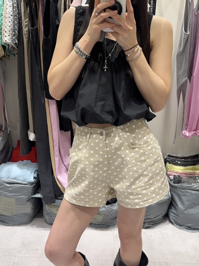 SHIRRING韓國直郵實拍女士新款休閑熱賣人氣職業短褲圓點SHIRRING短褲
