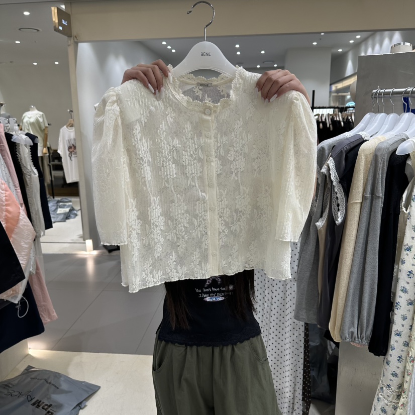 BENE韓國代購女士新品26夏季26春夏職業時尚休閑襯衫蕾絲衫BENE襯衫/蕾絲衫圖色2