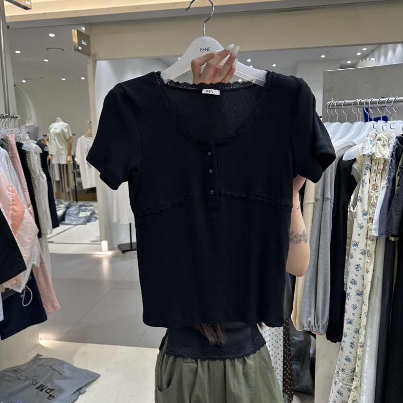 BENE韓國東大門代購女士新款職業26春夏時尚推薦人氣熱賣T恤BENET恤圖色5黑色