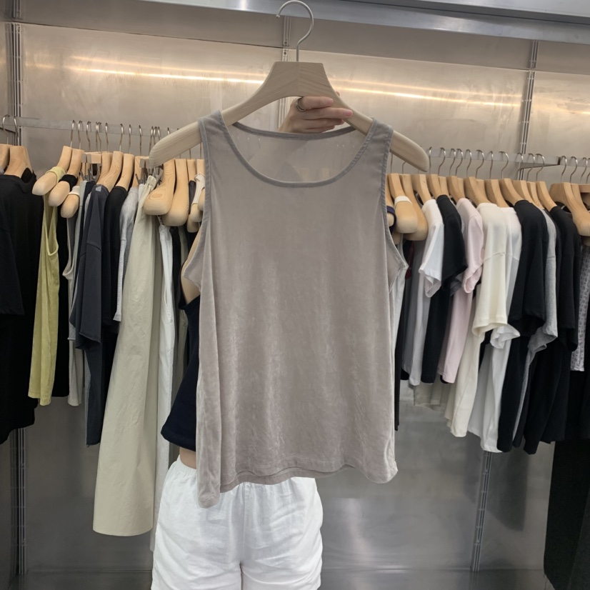 ESSENCE韓國東大門代購女士新款推薦時尚吊帶背心天鵝絨無袖ESSENCE吊帶/背心圖色1