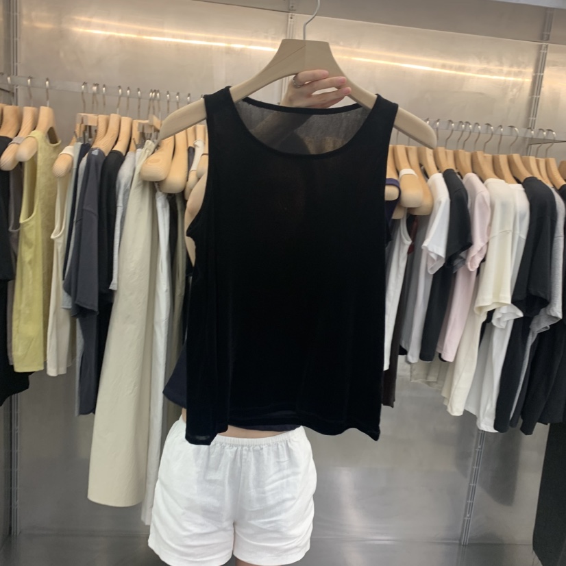 ESSENCE韓國東大門代購女士新款推薦時尚吊帶背心天鵝絨無袖ESSENCE吊帶/背心圖色3