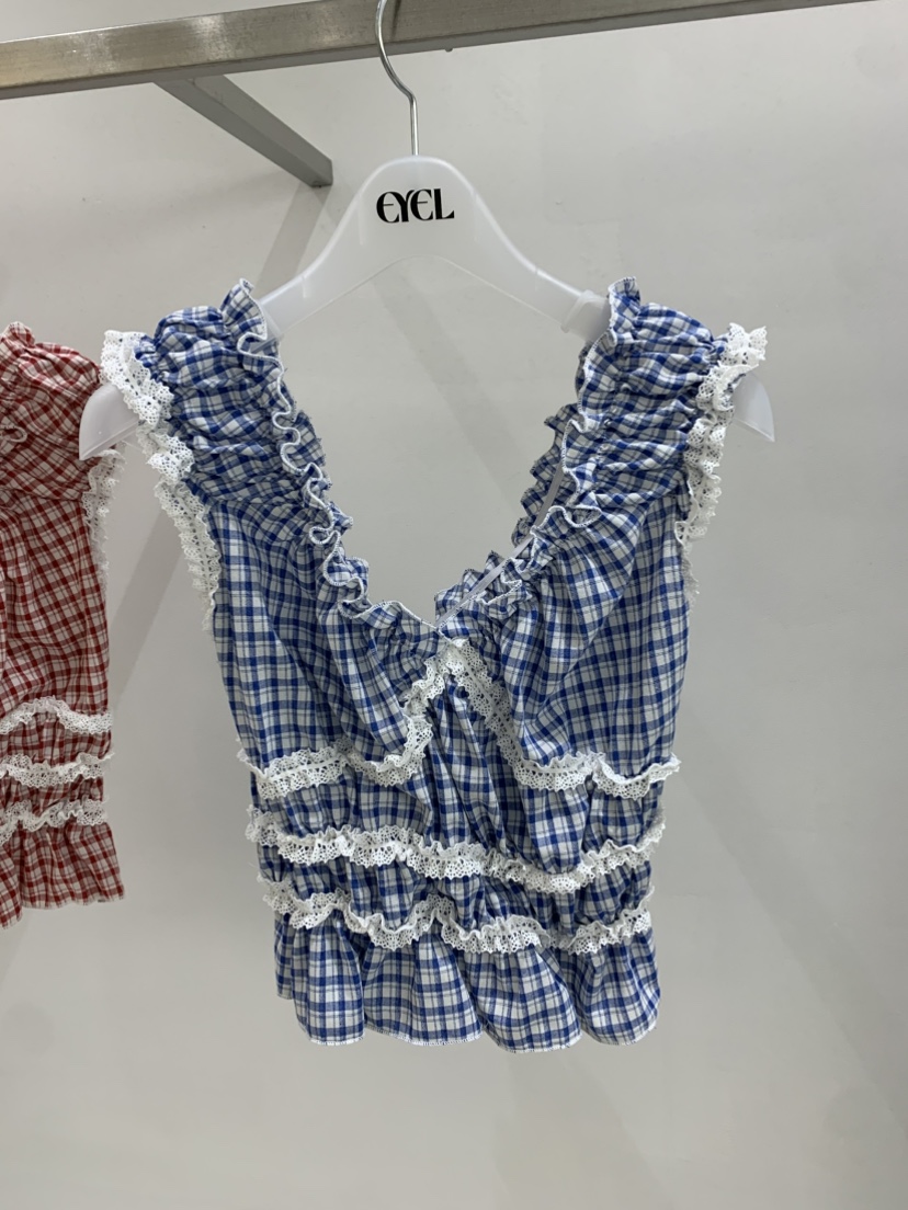 EYEL韓國東大門代購女士新品人氣職業休閑吊帶背心格子無袖EYEL吊帶/背心圖色2