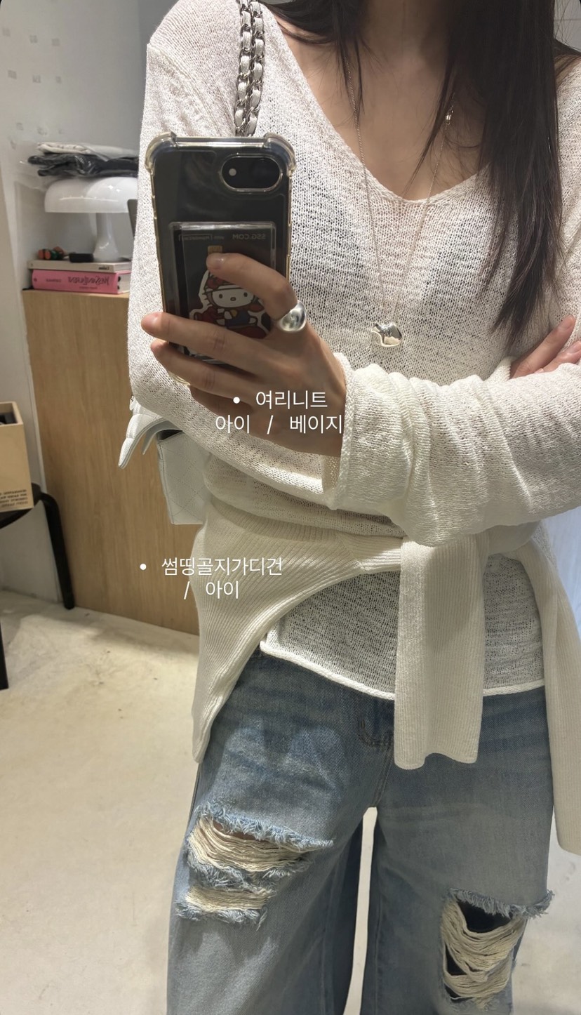 BOWIE韓國直郵女士新品職業26夏季時尚人氣針織衫網狀亞麻BOWIE針織衫