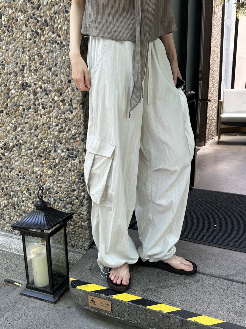 BOWIE韓國直郵女裝新款時尚人氣26夏季熱賣休閑褲工裝褲尼龍BOWIE休閑褲