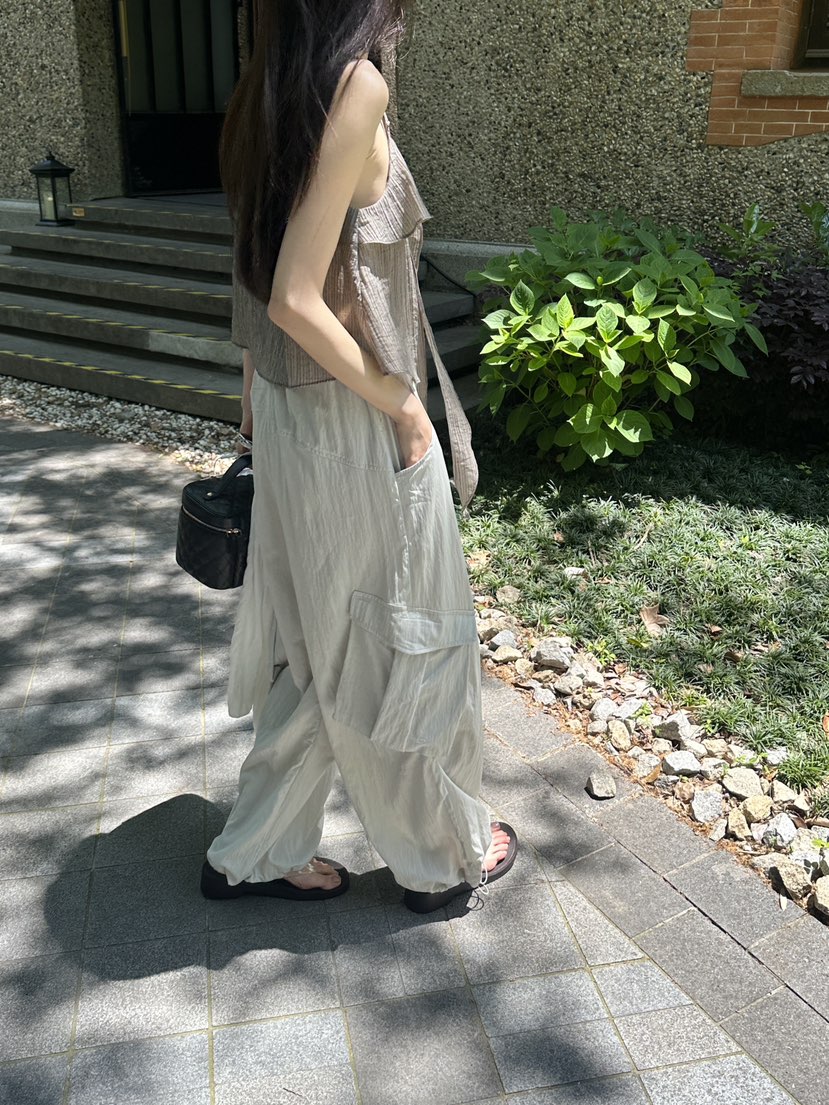 BOWIE韓國直郵女裝新款時尚人氣26夏季熱賣休閑褲工裝褲尼龍BOWIE休閑褲
