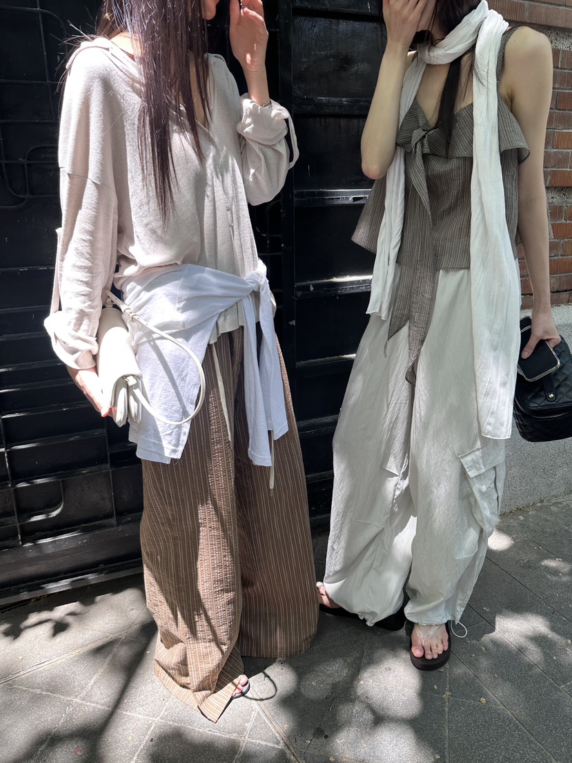 BOWIE韓國直郵女裝新款時尚人氣26夏季熱賣休閑褲工裝褲尼龍BOWIE休閑褲