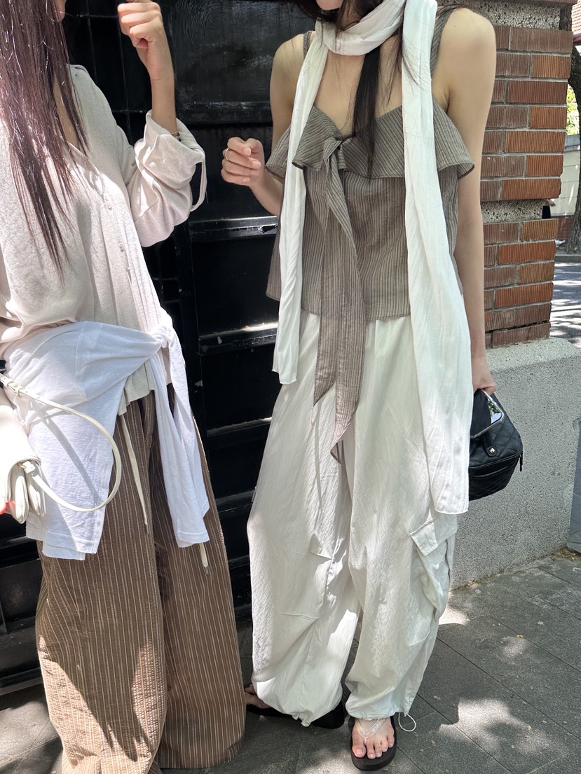 BOWIE韓國直郵女裝新款時尚人氣26夏季熱賣休閑褲工裝褲尼龍BOWIE休閑褲