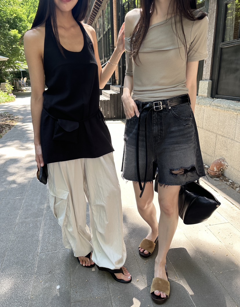 BOWIE韓國直郵女裝新款時尚人氣26夏季熱賣休閑褲工裝褲尼龍BOWIE休閑褲
