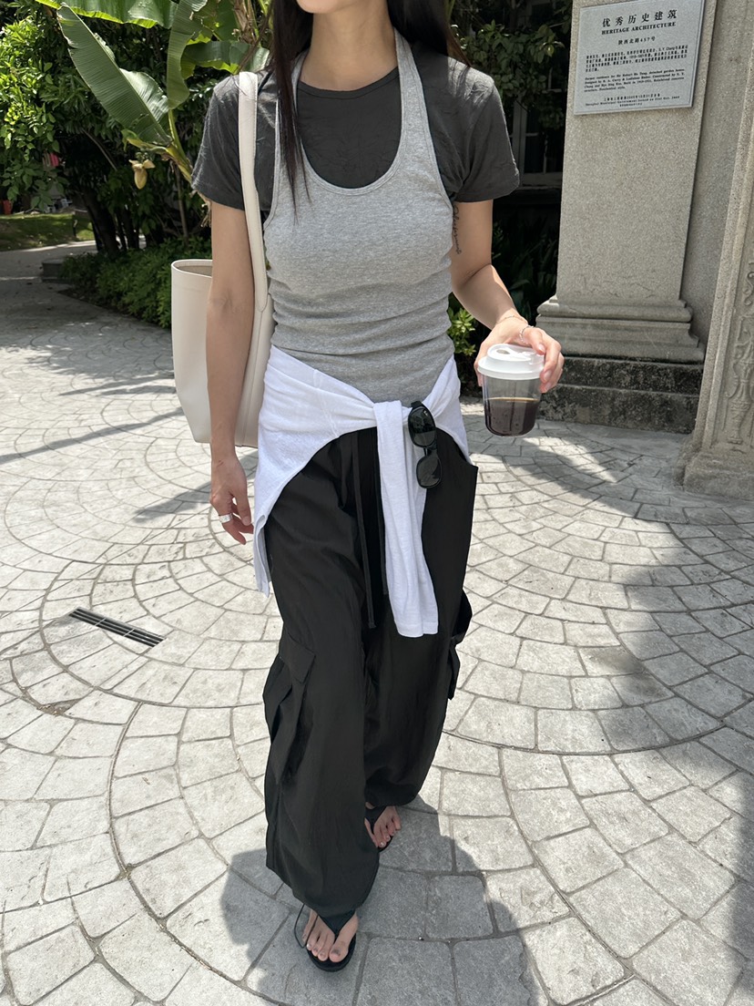 BOWIE韓國直郵女裝新款時尚人氣26夏季熱賣休閑褲工裝褲尼龍BOWIE休閑褲