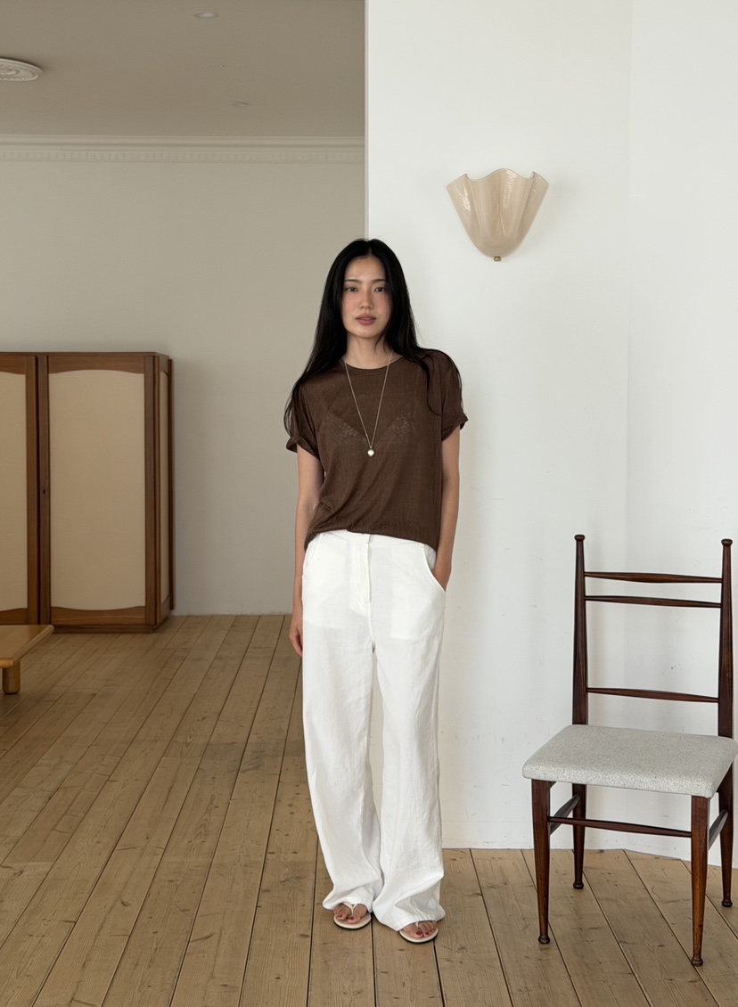 AMY GRACE-A東大門實拍韓國女裝新品26春夏休閑褲不含腰帶亞麻AMY GRACE休閑褲