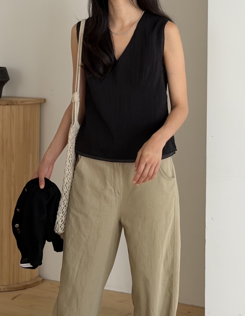 AMY GRACE-A東大門實拍韓國女裝新品26春夏休閑褲不含腰帶亞麻AMY GRACE休閑褲